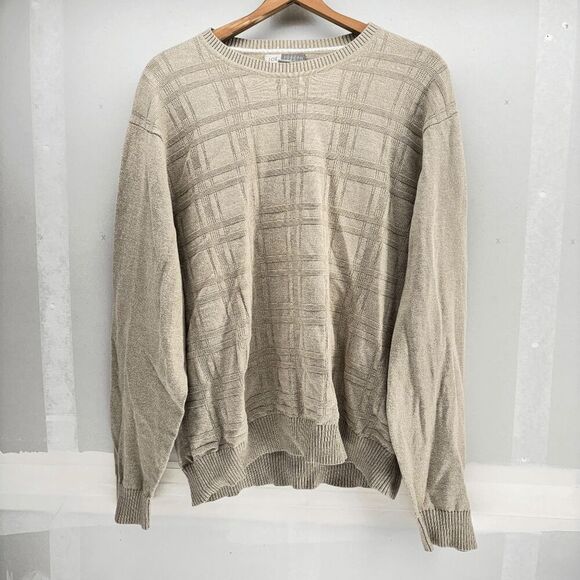 Joe Joseph Abboud Mens XL Cable Knit Textured Geometric Sweater Cotton Pull Over - Picture 1 of 3